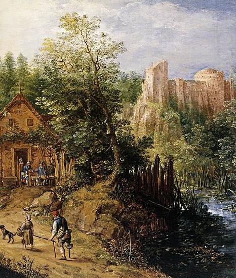 Pieter van Gunst Mountain Valley with Inn and Castle china oil painting image